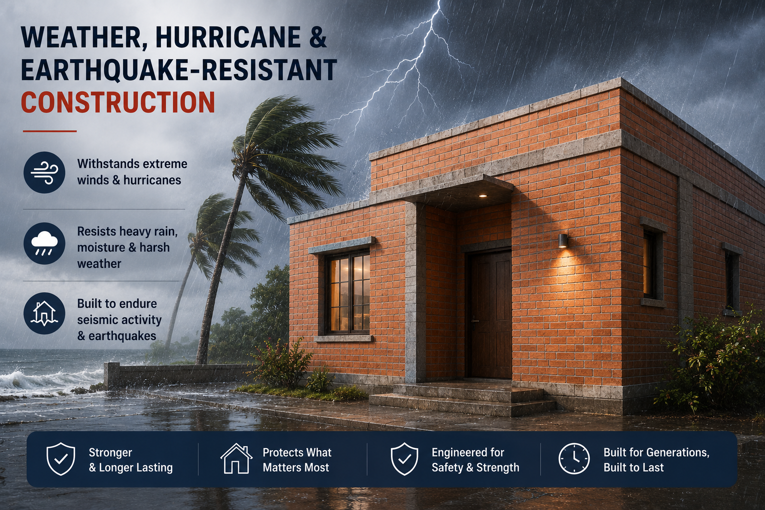 Weather, hurricane & earthquake-resistant construction