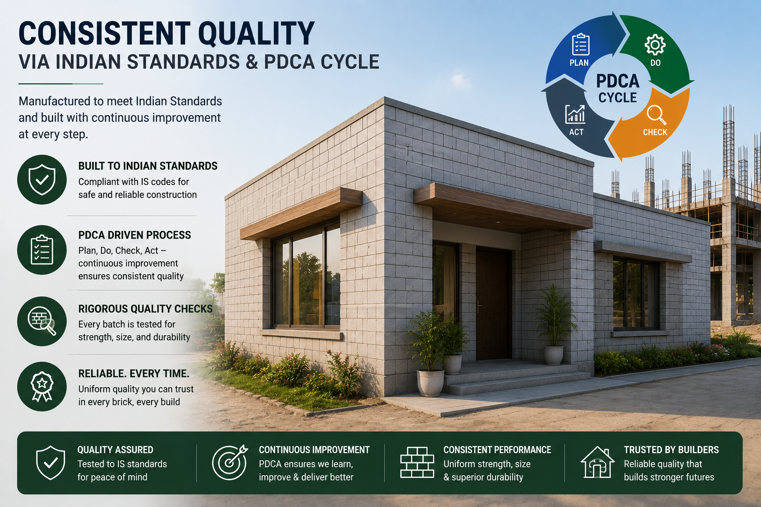 Consistent quality via Indian Standards & PDCA cycle